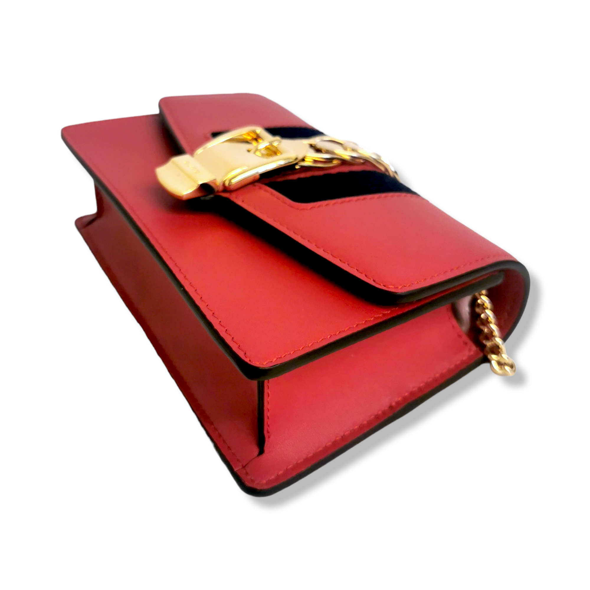 Gucci SyLouis Vuittonie Crossbody Bag Super Mini Red Leather Gold