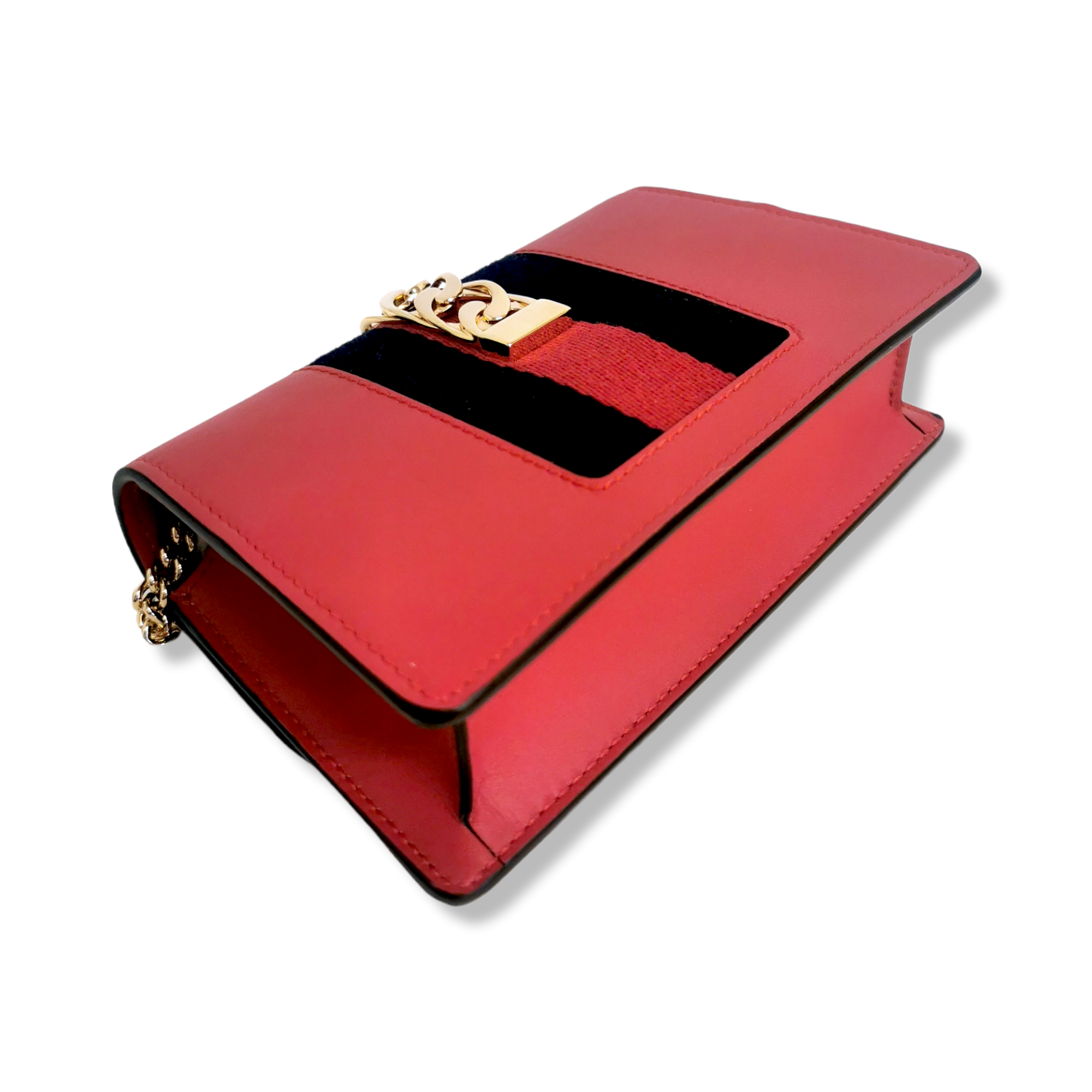 Gucci SyLouis Vuittonie Crossbody Bag Super Mini Red Leather Gold