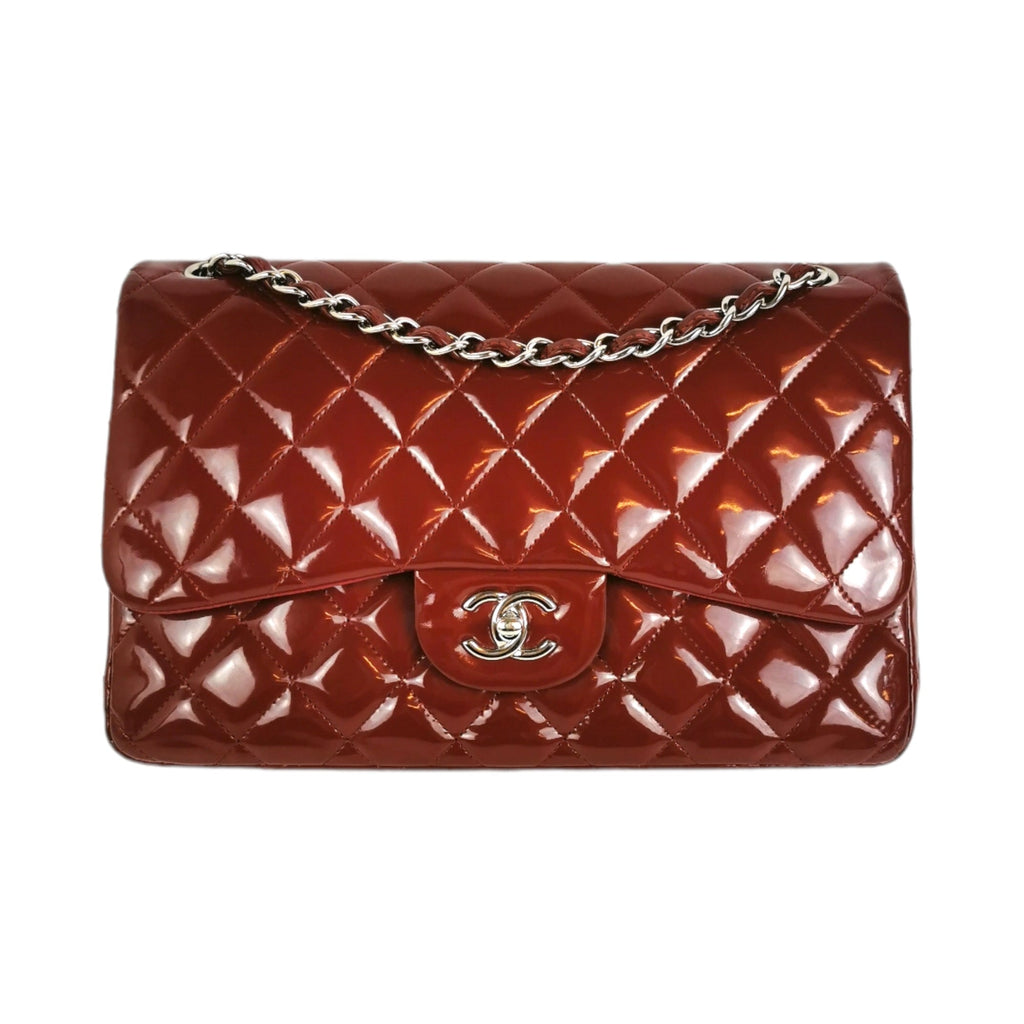 Chanel Classic Double Flap Jumbo Red Patent Leather SiLouis Vuittoner