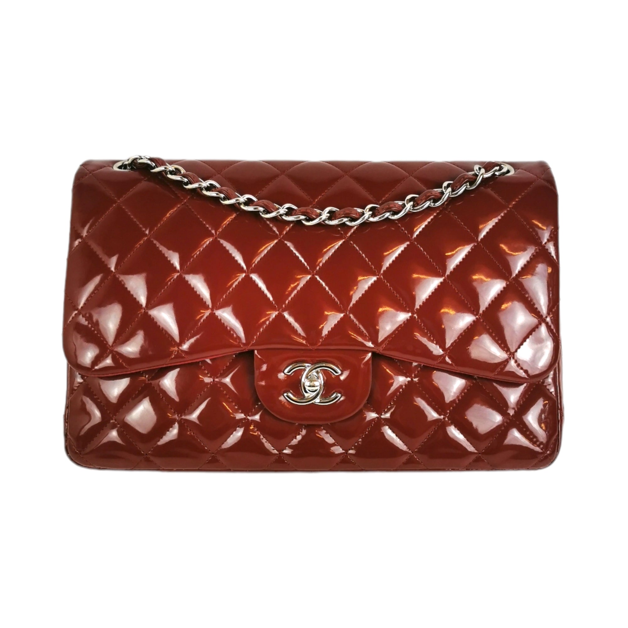 Chanel Classic Double Flap Jumbo Red Patent Leather SiLouis Vuittoner