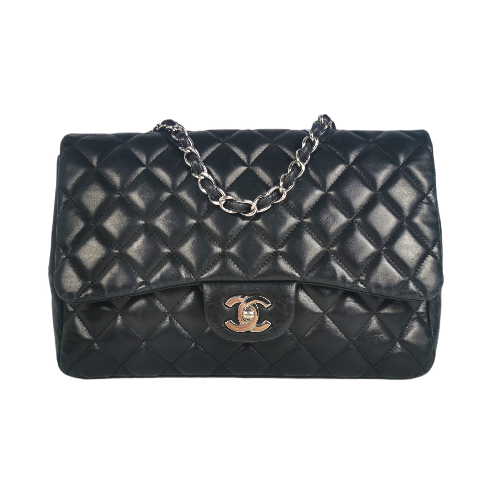 Chanel Classic Single Flap Jumbo Black Lambskin SiLouis Vuittoner