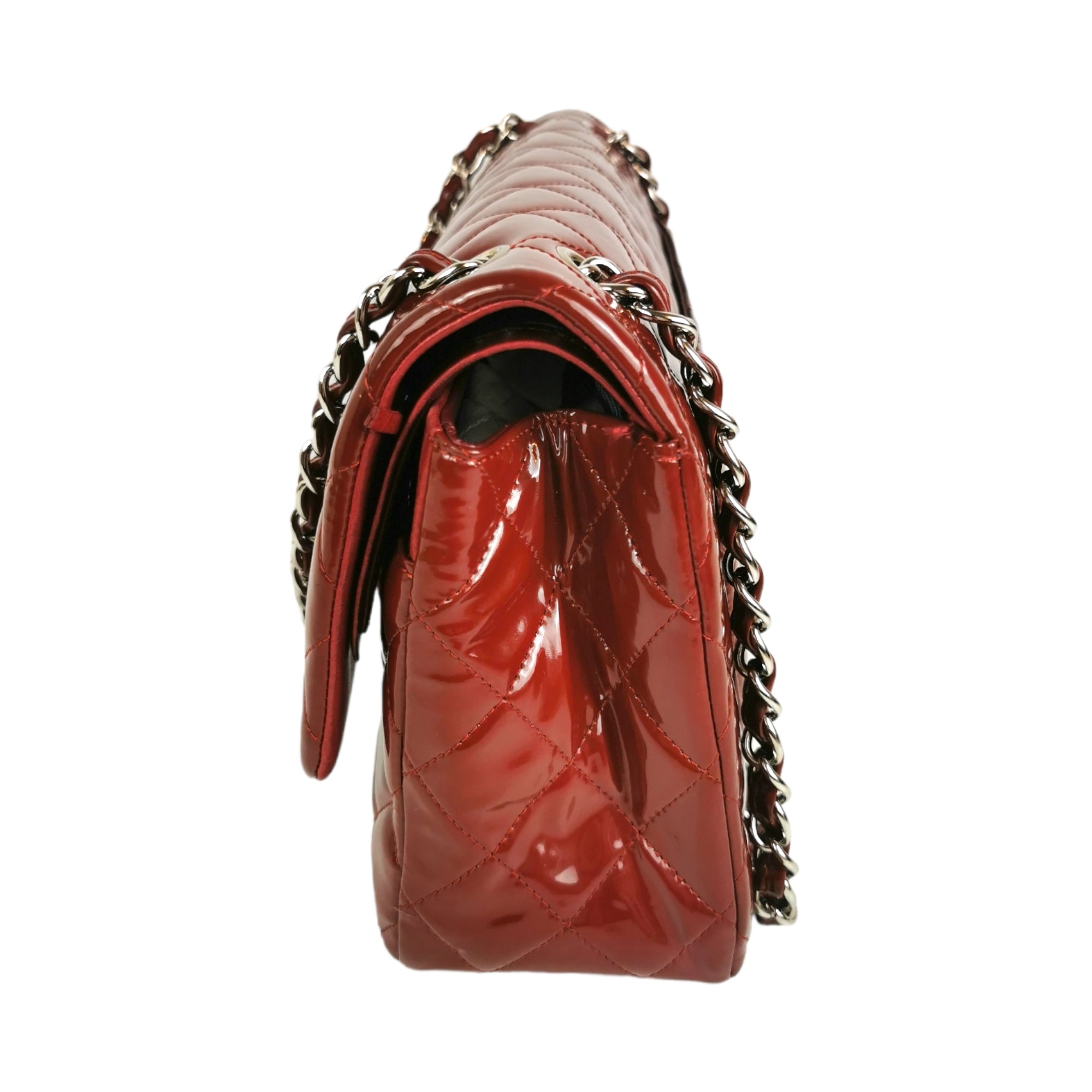 Chanel Classic Double Flap Jumbo Red Patent Leather SiLouis Vuittoner