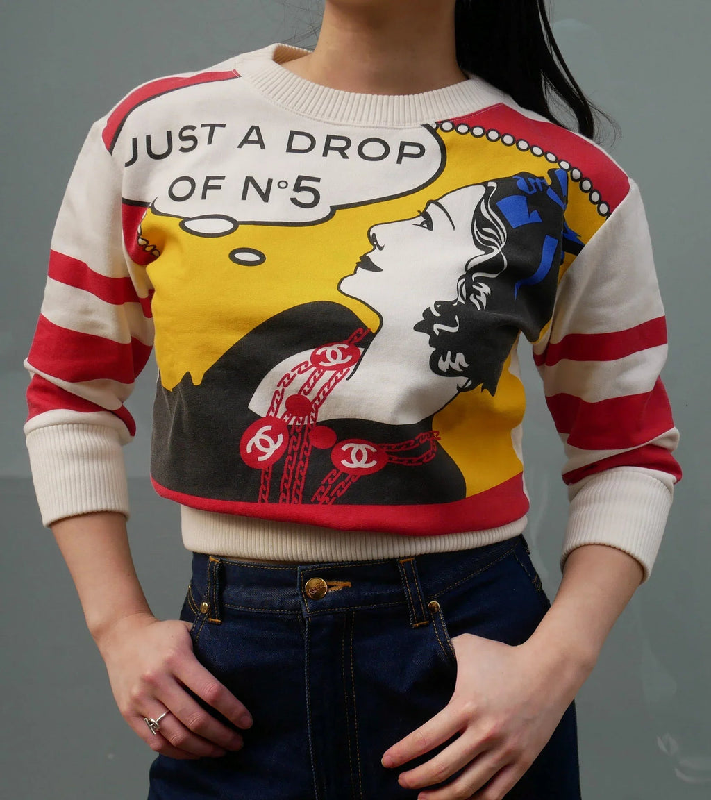 Chanel 2001 Fall Mademoiselle print sweatshirt #42