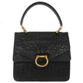 Celine * Black Ostrich Double Flap Handbag