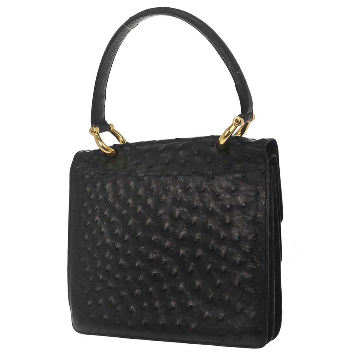 Celine * Black Ostrich Double Flap Handbag