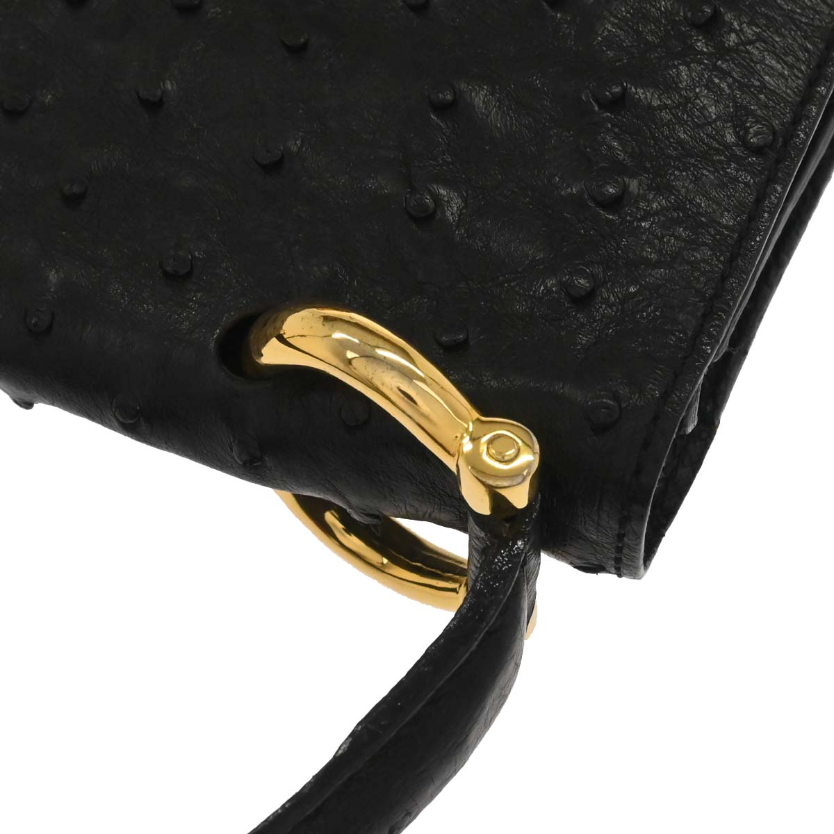 Celine * Black Ostrich Double Flap Handbag