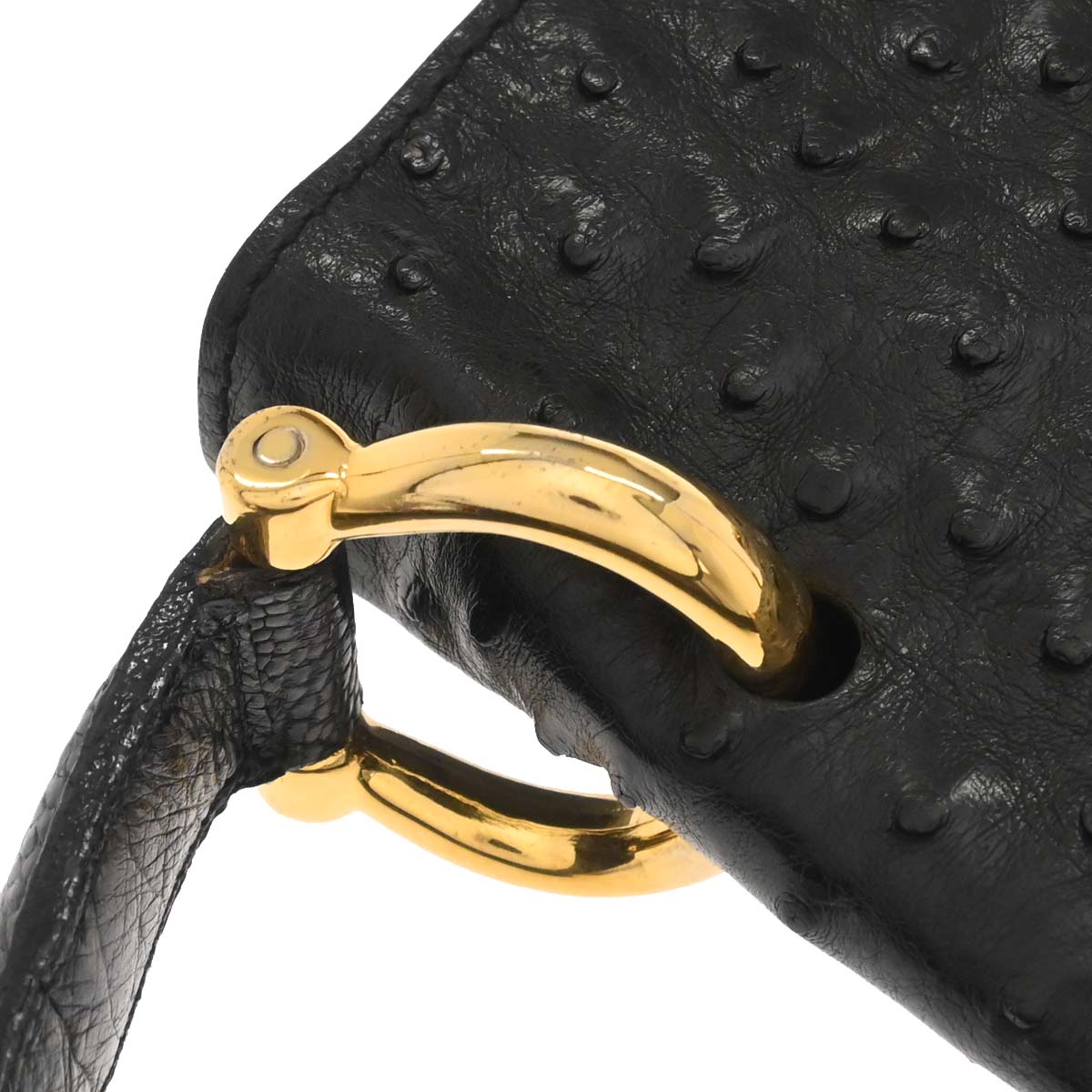 Celine * Black Ostrich Double Flap Handbag