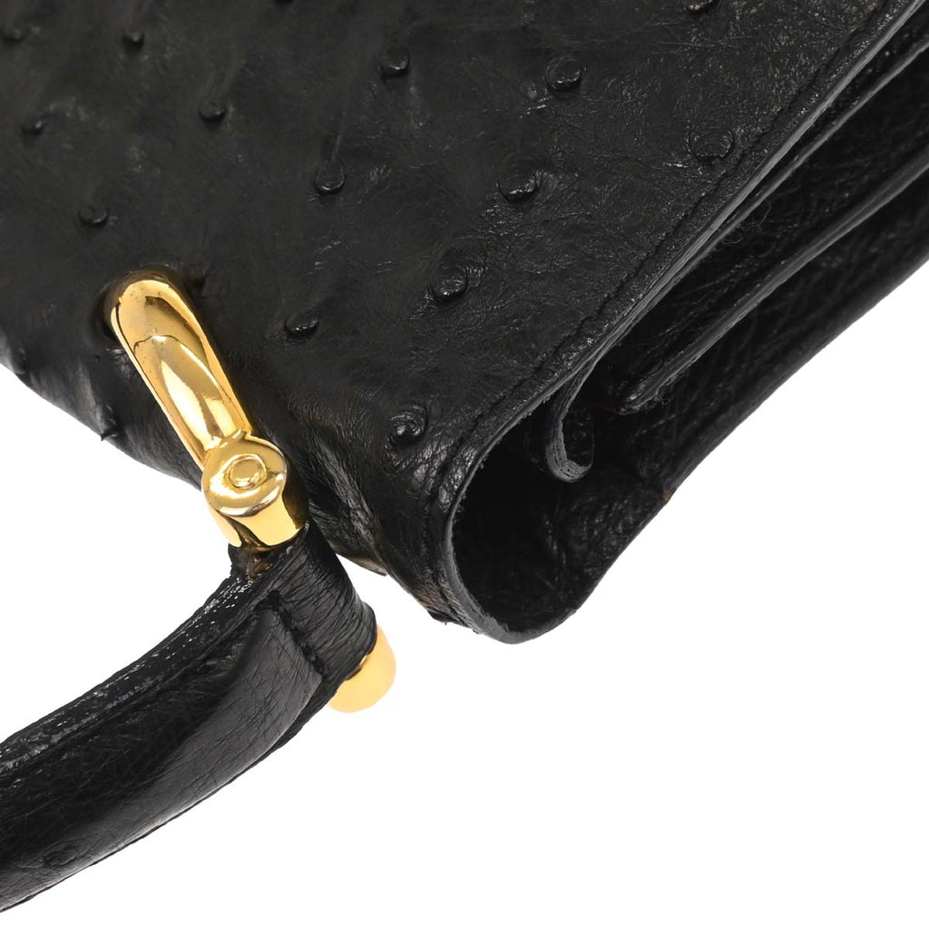 Celine * Black Ostrich Double Flap Handbag