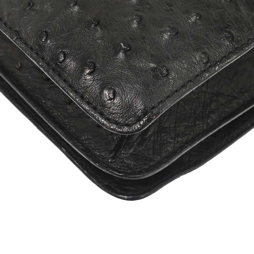 Celine * Black Ostrich Double Flap Handbag