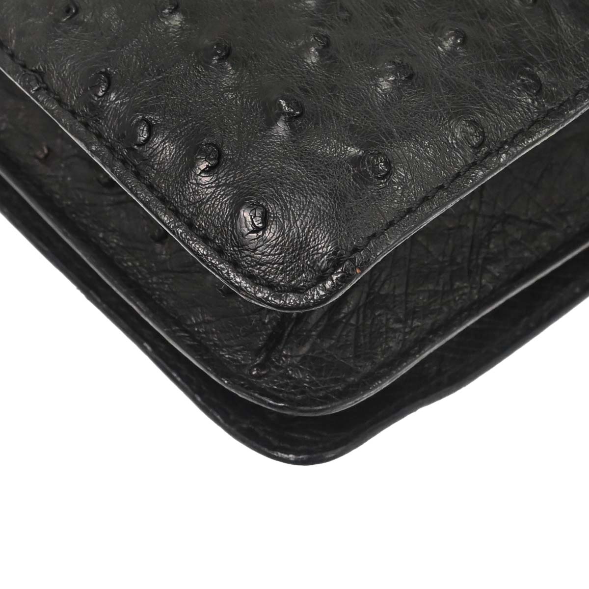 Celine * Black Ostrich Double Flap Handbag