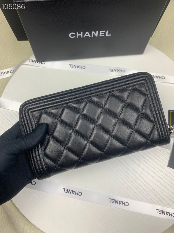 Chanel CHL BOY LONG ZIPPED WALLET BLACK 19.4CM