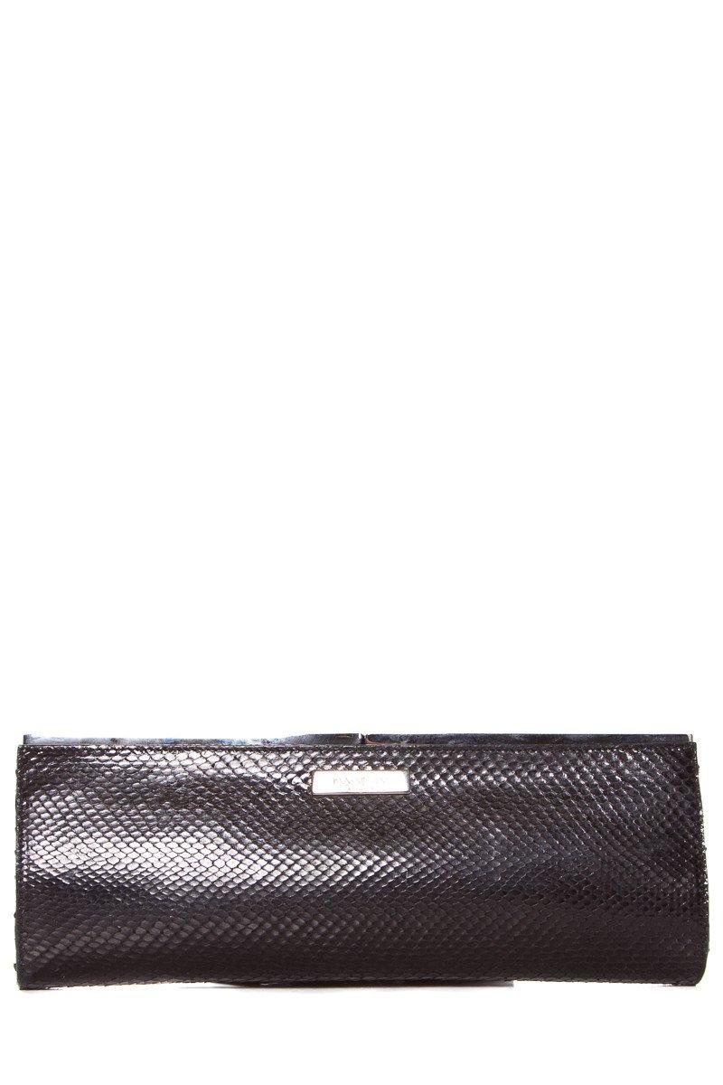 Yves Saint Laurent Black Python Clutch With Wristlet Strap