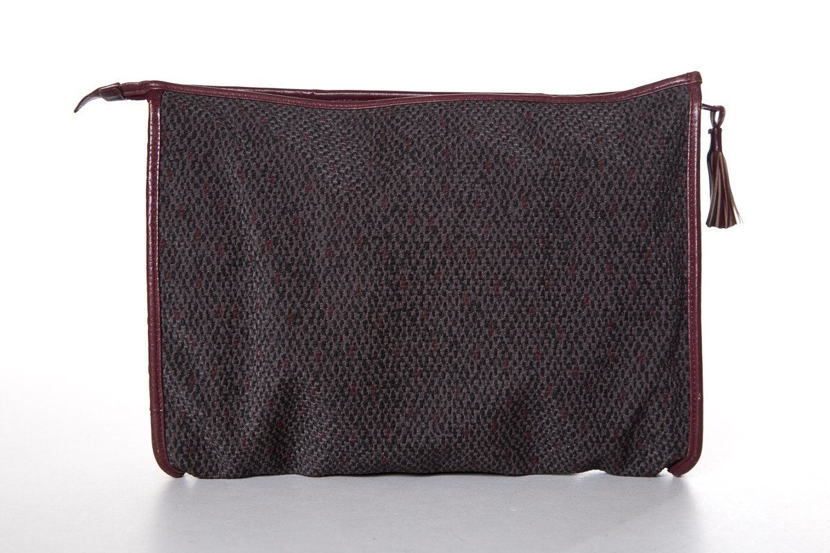 Yves Saint Laurent Burgundy & Grey Clutch