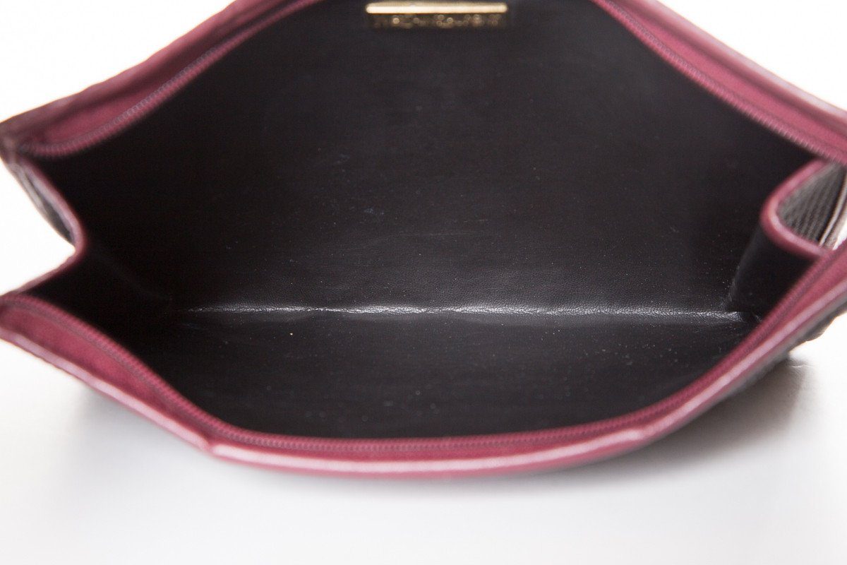 Yves Saint Laurent Burgundy & Grey Clutch