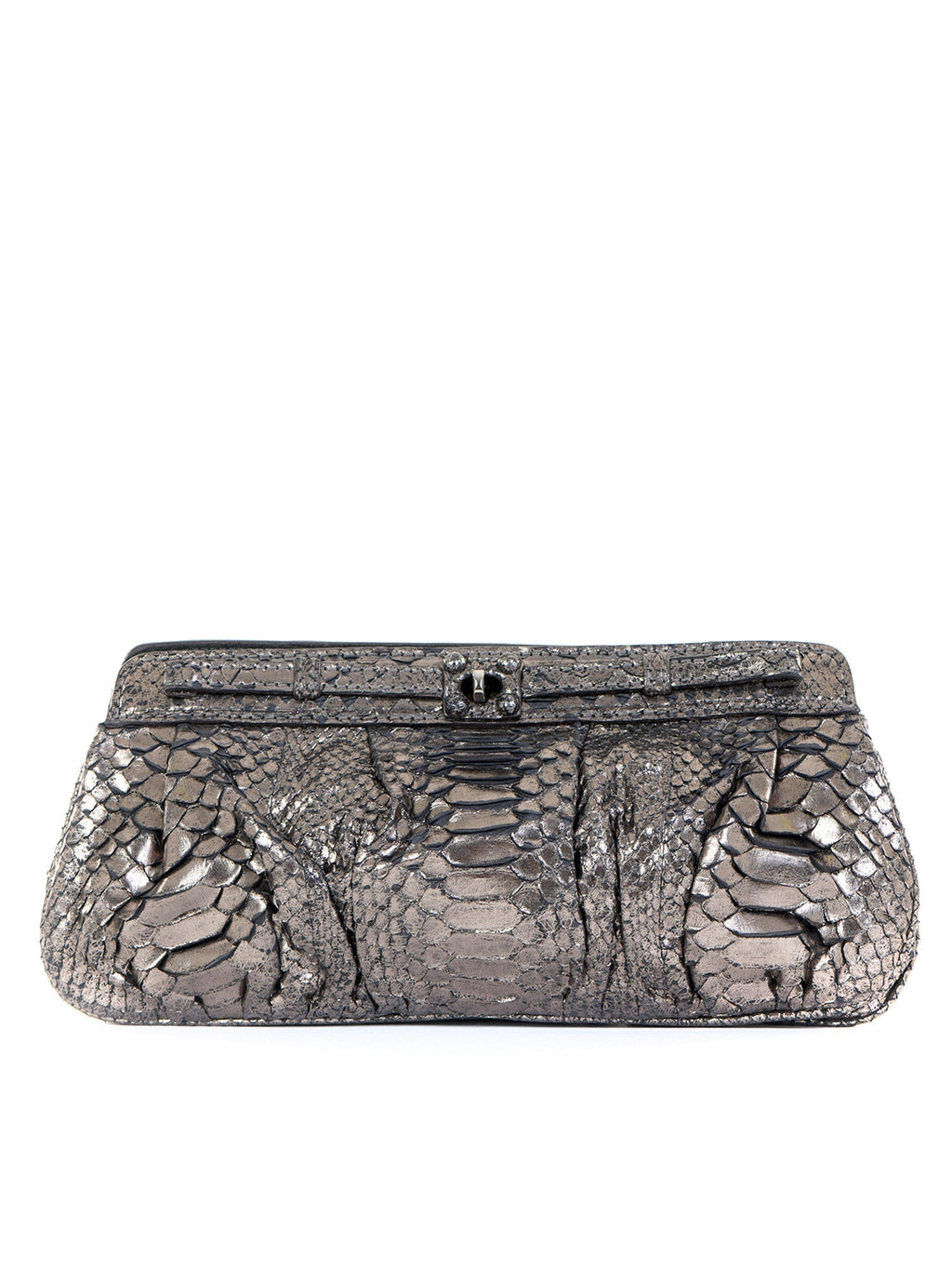 Pewter Snakeskin Clutch Bag