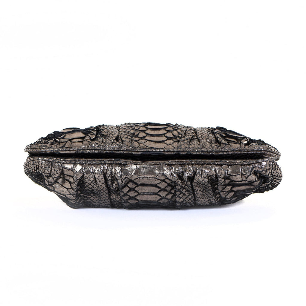 Pewter Snakeskin Clutch Bag