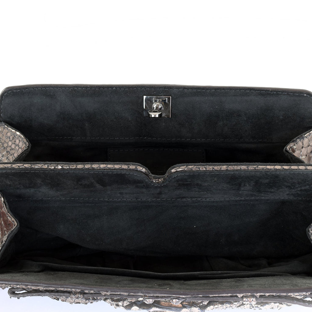 Pewter Snakeskin Clutch Bag