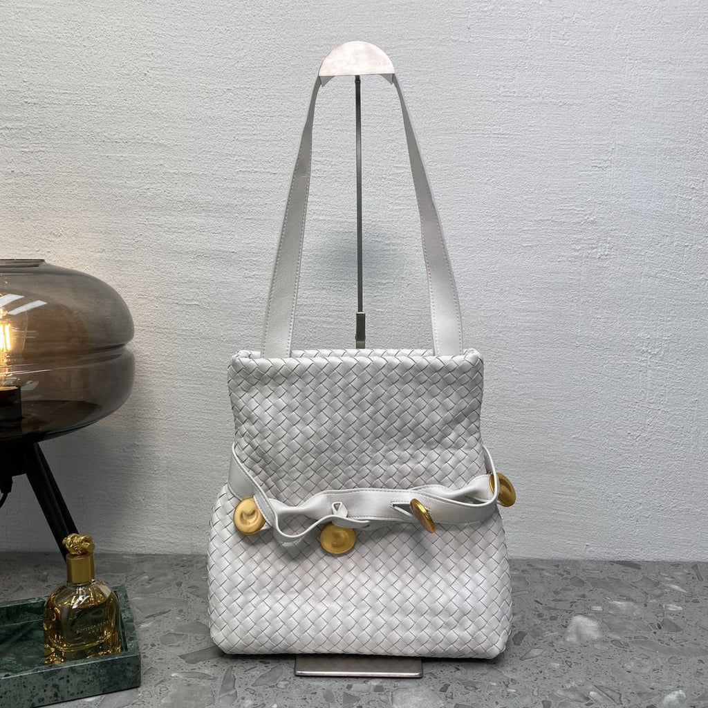 Intrecciato Shoulder Bag White, For Women, Women Bags 10.2in/26cm