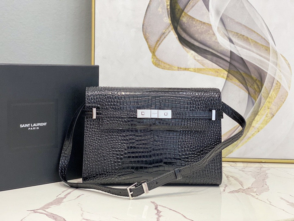 Manhattan Shoulder Bag In-Shiny Black For Women 11.4in/29cm YSL 579271DND0J1000