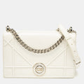 Dior White Crinkled  Leather Medium Diorama Shoulder Bag
