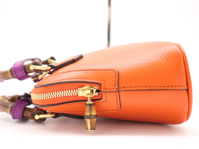 Gucci Diana Nm Bamboo Handle Tote Leather Orange Leather Handbag (Pre-Owned)