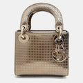 Christian Gold  Cannage Leather Lady dior Mini Top Handle Bag