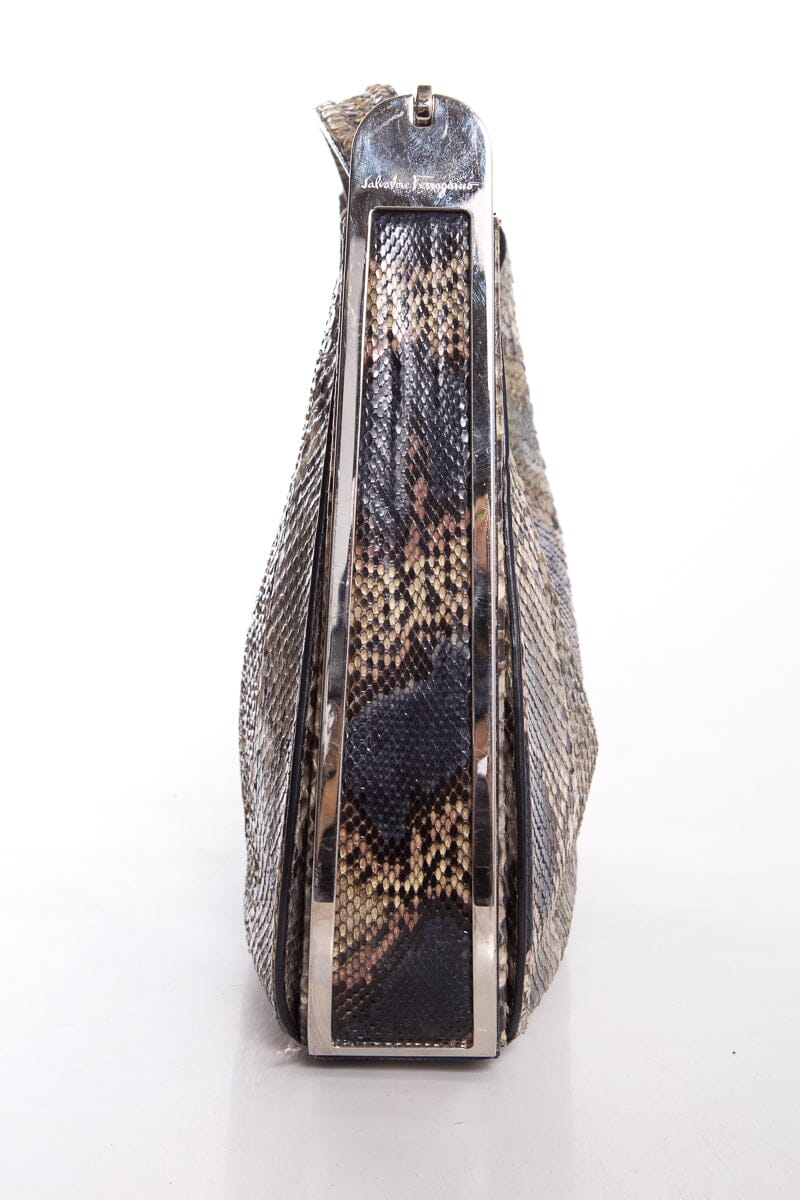 SaLouis Vuittonatore Ferragamo Snakeskin Shoulder Bag