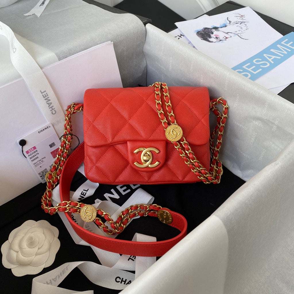 ChanelMini GlamIap Bag With Top Handle Gold Hardware Red For Women Handbags, Shoulder Bags 7.9in/20cm AS2431Ã‚Â 