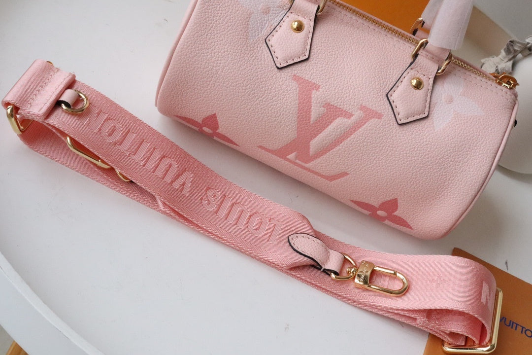 Louis Vuitton Papillon Burberry Monogram Empreinte Bouton De Rose Pink For Women, Women’s Handbags, Shoulder And Crossbody Bags 7.9in/20cm Louis Vuitton M45707