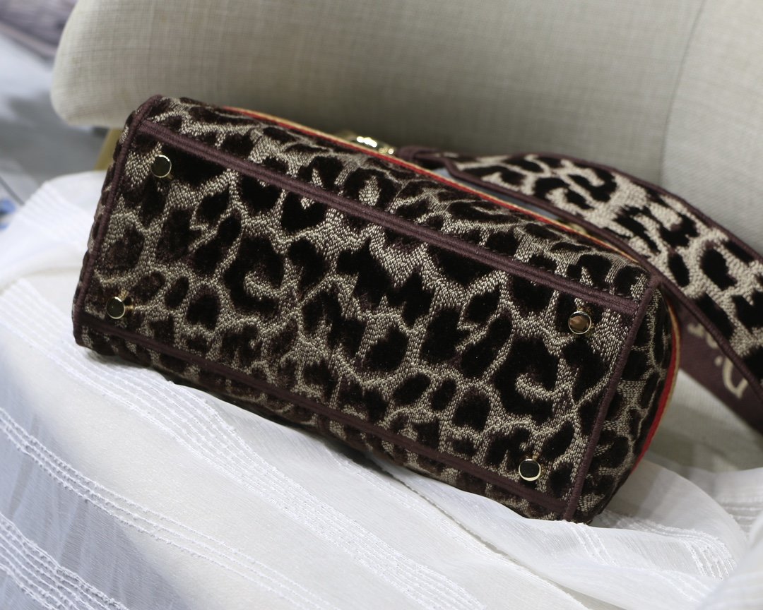 Dior MeDiorum Lady D-Lite Bag, Leopard Brown Handbags, Crossbody Bags, 24cm CD
