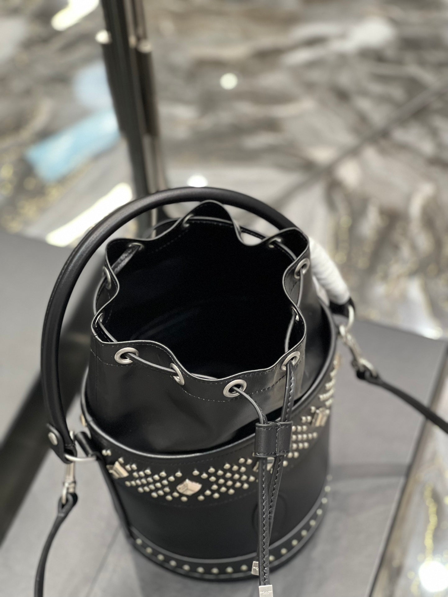 YSSL Bahia Small Bucket Bag Black For Women 10in/25cm YSL 685628AAAEF1077