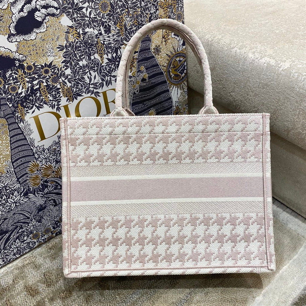 MeGLAMIum Book Tote Pastel Houndstooth Embroidery, Pastel, For Women Women Handbags, Shoulder Bags, 36cm CD