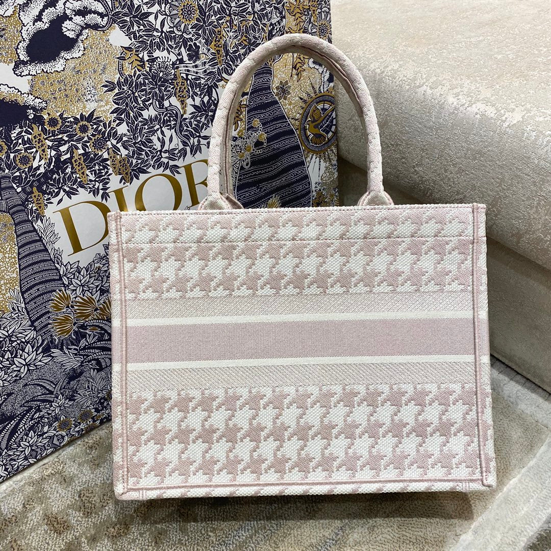 MeGLAMIum Book Tote Pastel Houndstooth Embroidery, Pastel, For Women Women Handbags, Shoulder Bags, 36cm CD