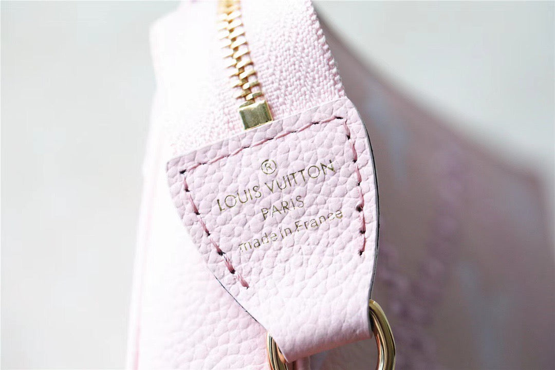 Louis Vuitton Mini Pochette Accessoires Monogram Empreinte Pink For Women, Women’s Handbags, Shoulder Bags And Crossbody Bags 6.1in/15.5cm Louis Vuitton