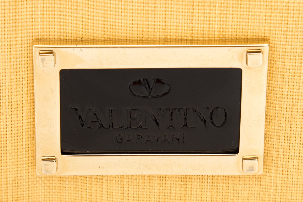 Valentino Raffia Black Patent Leather Shoulder Bag