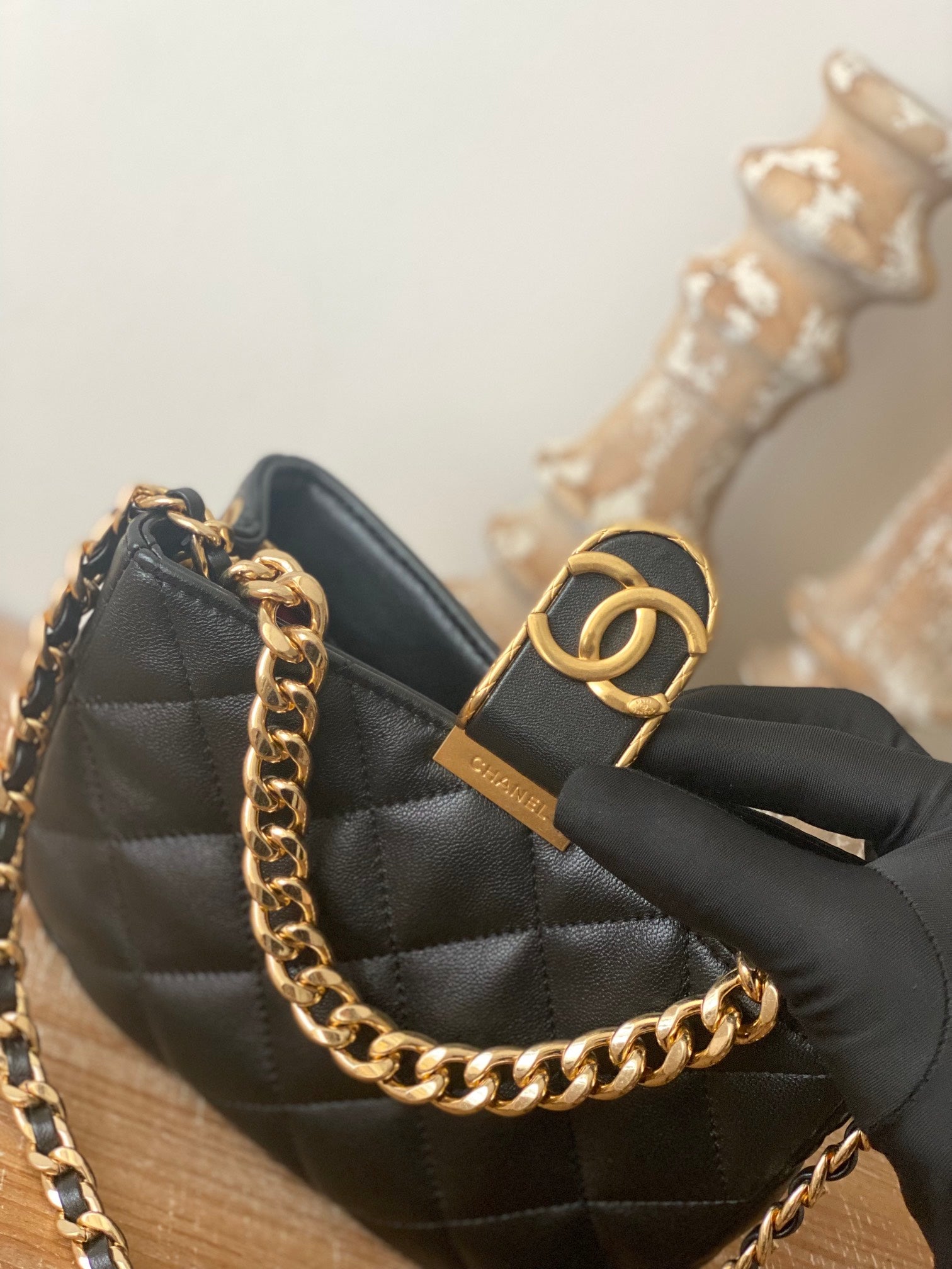 ChanelSmall Hobo Bag Gold Hardware Black For Women, Women’s Handbags, Shoulder Bags 7.5in/19cm