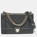 Black Leather Medium Diorama Flap Shoulder Bag