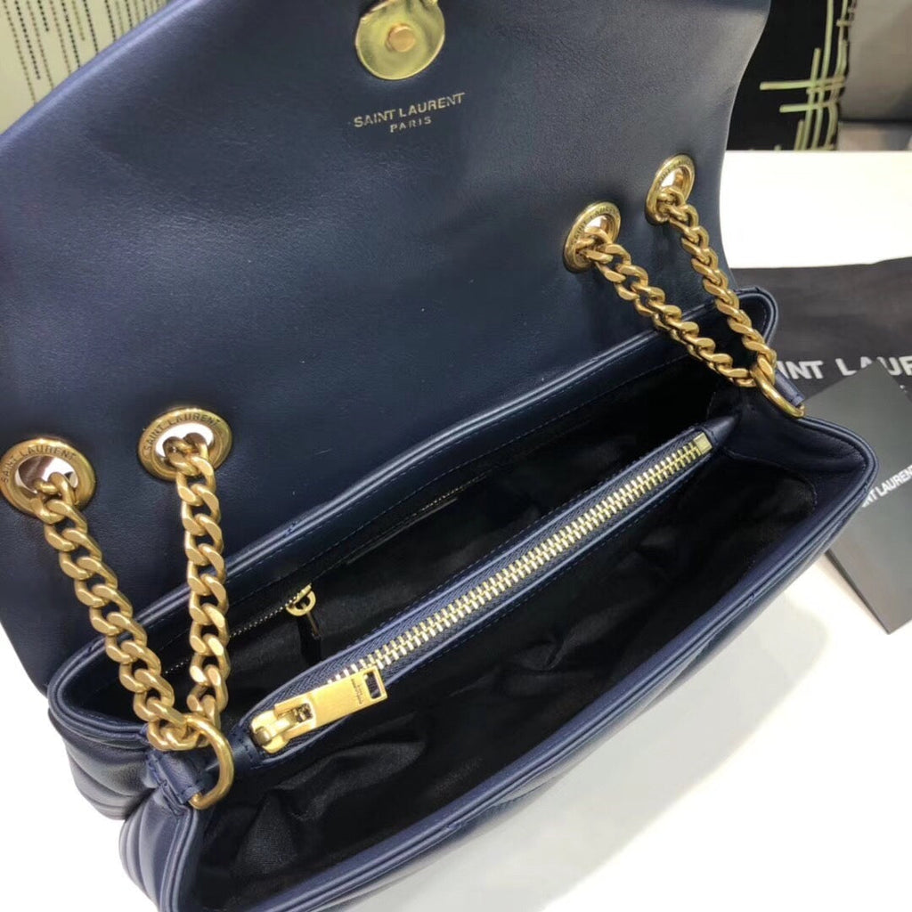 Top Quality Loulou Small Chain Bag In MatelassÃ© "Y" Blue For Women 9.8in/23cm YSL 494699DV7274147