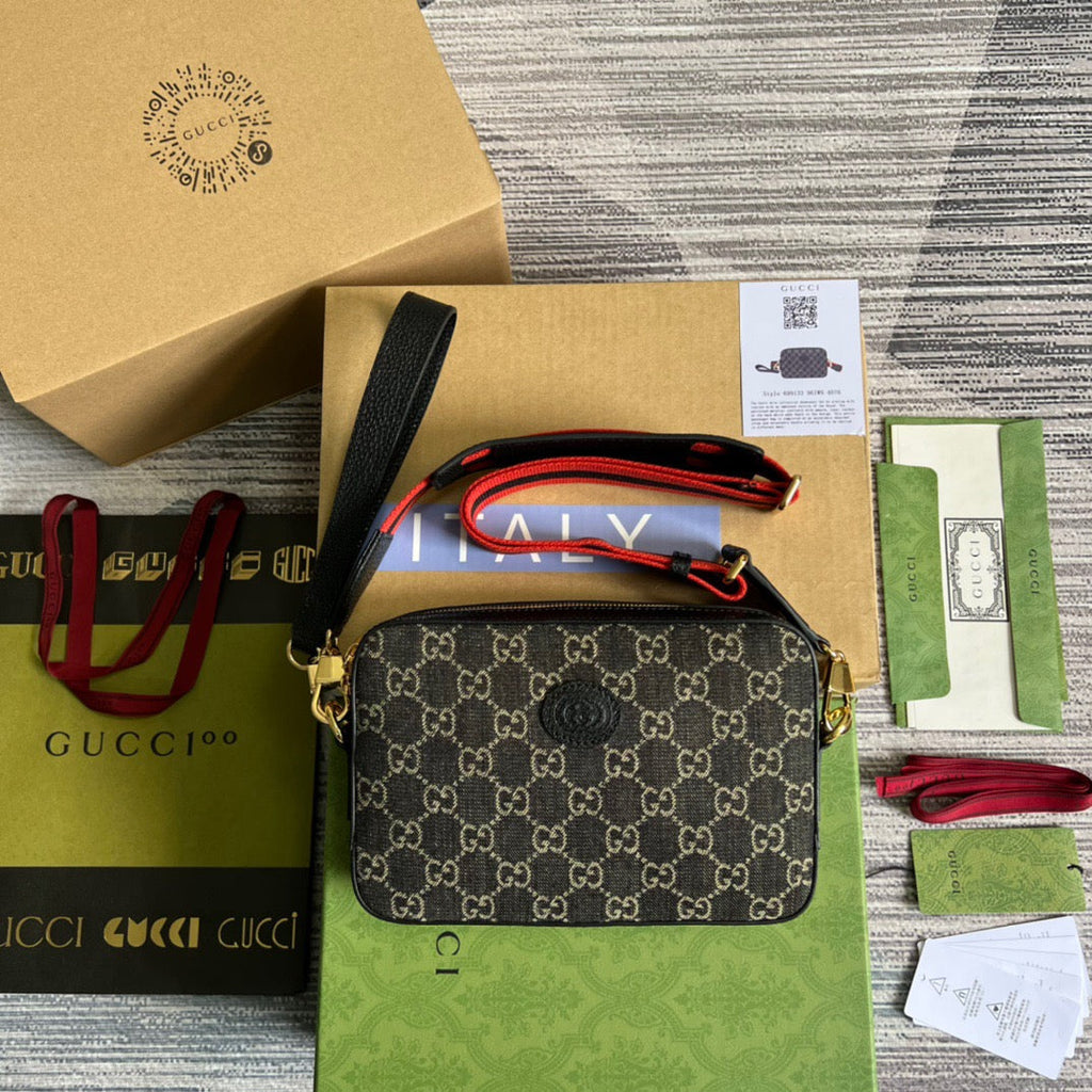 Gucci Shoulder Bag With Interlocking G Black And White Gucci Supreme Canvas For Women  9.6in/24.5cm Gucci