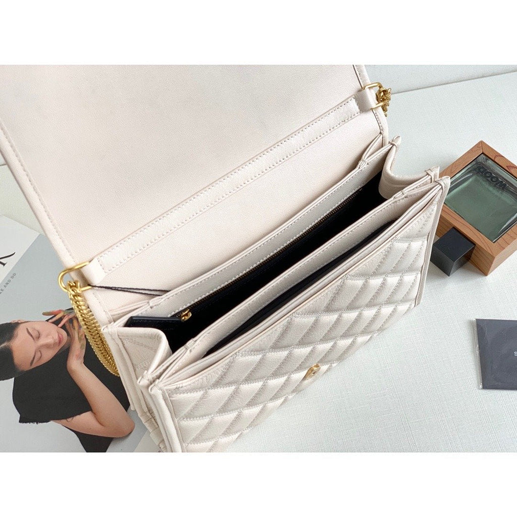 Saint Laurent Becky Small Shoulder Bag White For Women 10.5in/27cm YSL