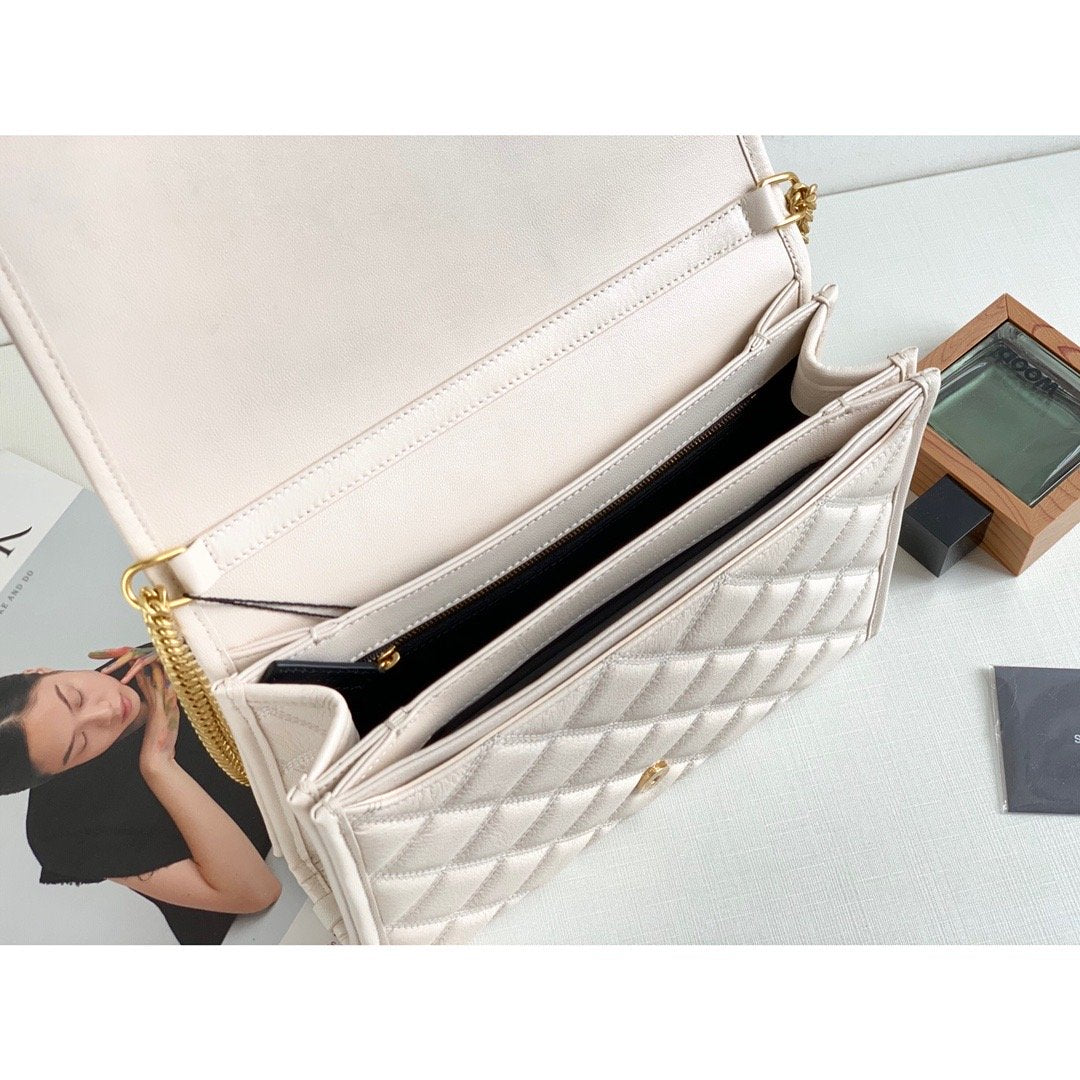 Saint Laurent Becky Small Shoulder Bag White For Women 10.5in/27cm YSL