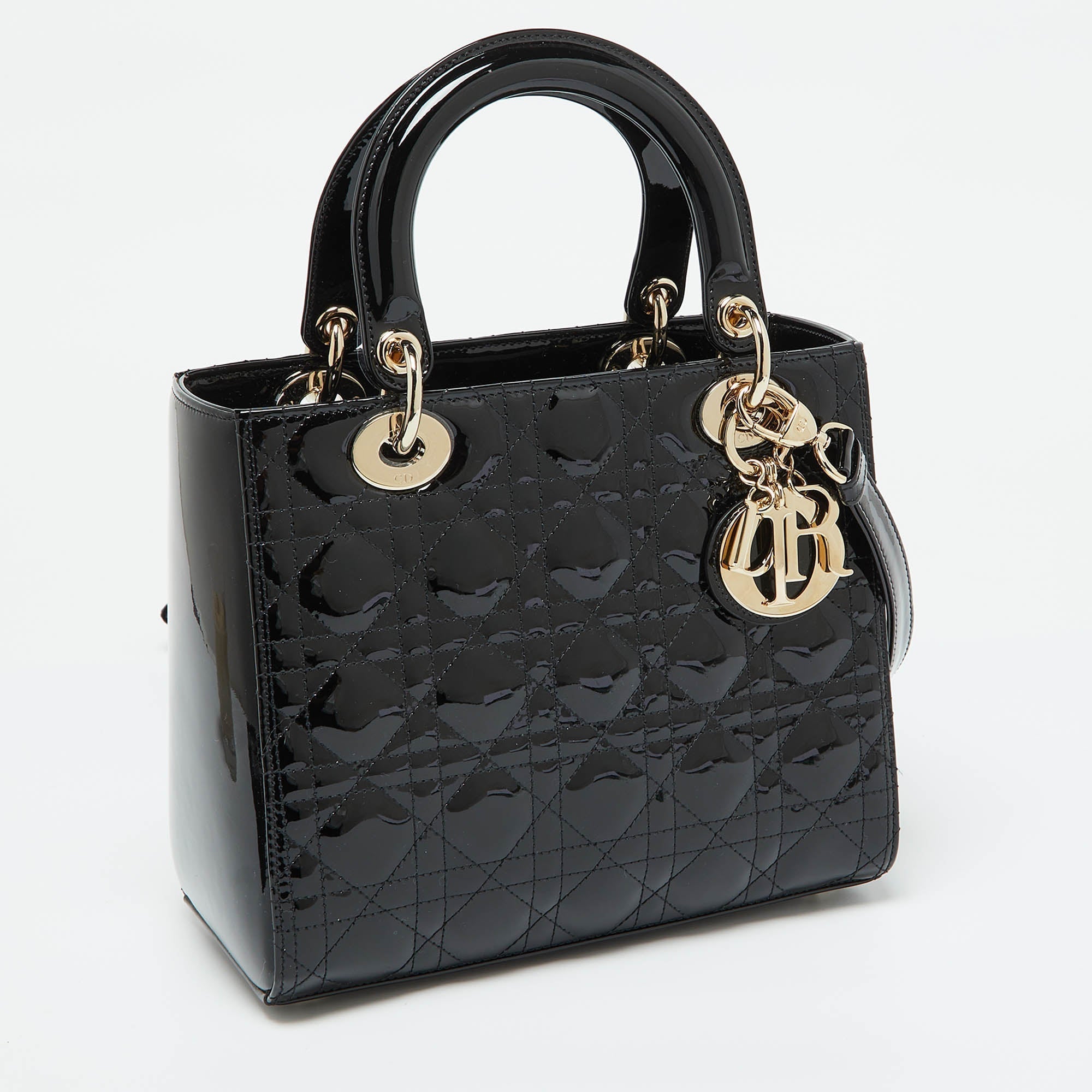 Dior Black Cannage  Leather Medium Lady Dior Tote