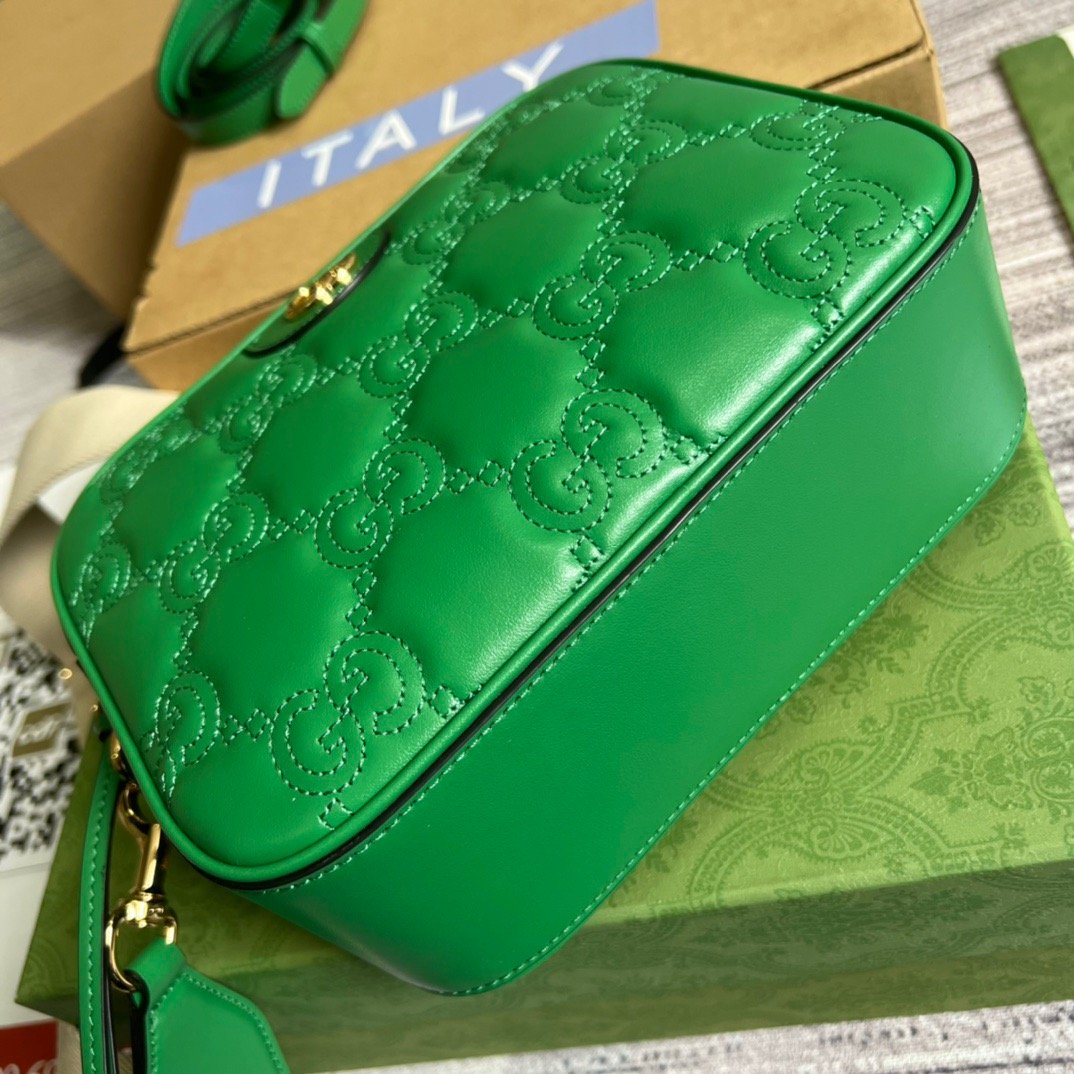 Gucci Matelasse Shoulder Bag Green For Women, Women’s Bags 8.5in/22cm Gucci 702234 UM8HG 3389