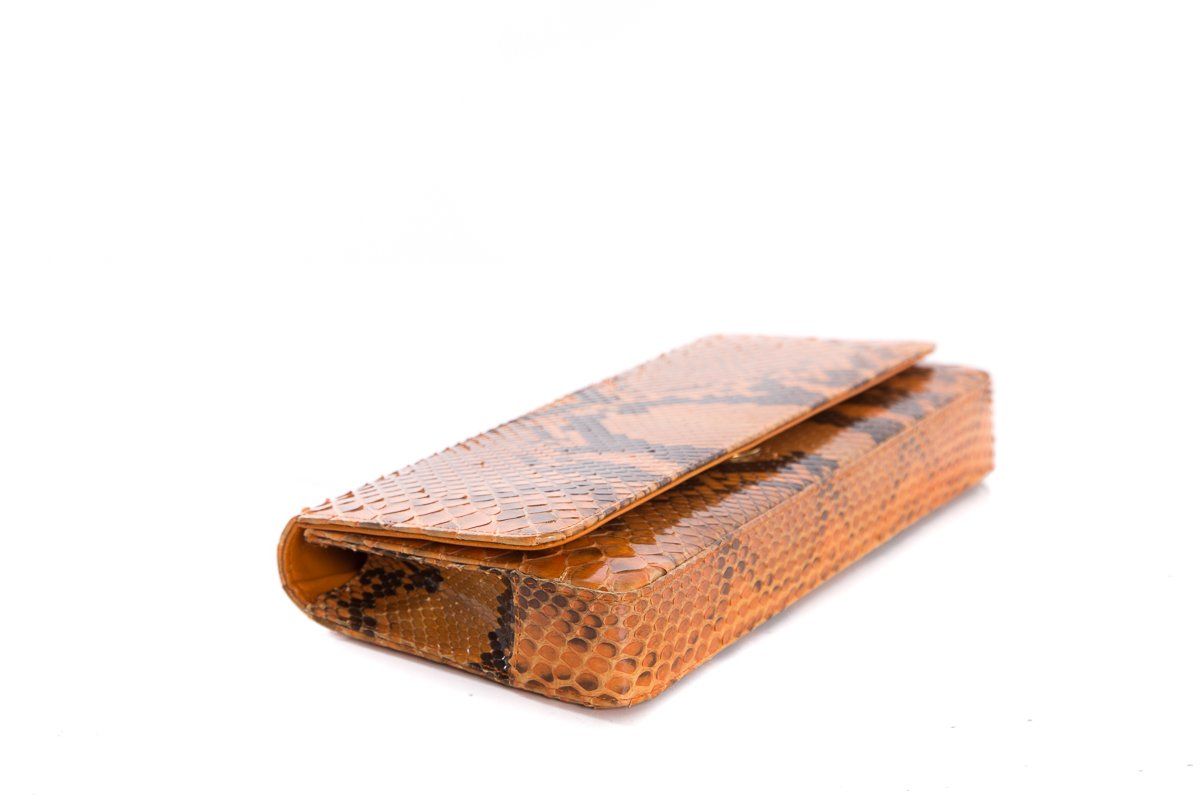 Manolo Blahnik Orange &  Python Clutch