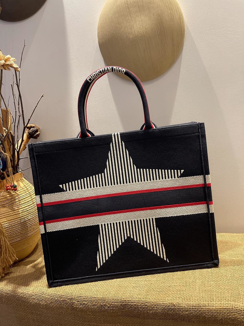 Large Book Tote Blue Three-Tone Embroidery, Blue, For Women Women Handbags, Shoulder Bags, 42cm CD M1286ZRSE_M928