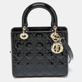Dior Black Cannage  Leather Medium Lady Dior Tote