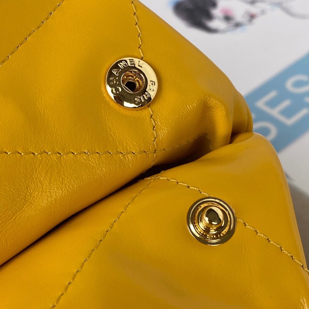 Chanel 22 Handbag Gold Hardware Shiny Yellow For Women Handbags, Shoulder Bags 16.5in/38cm AS3261