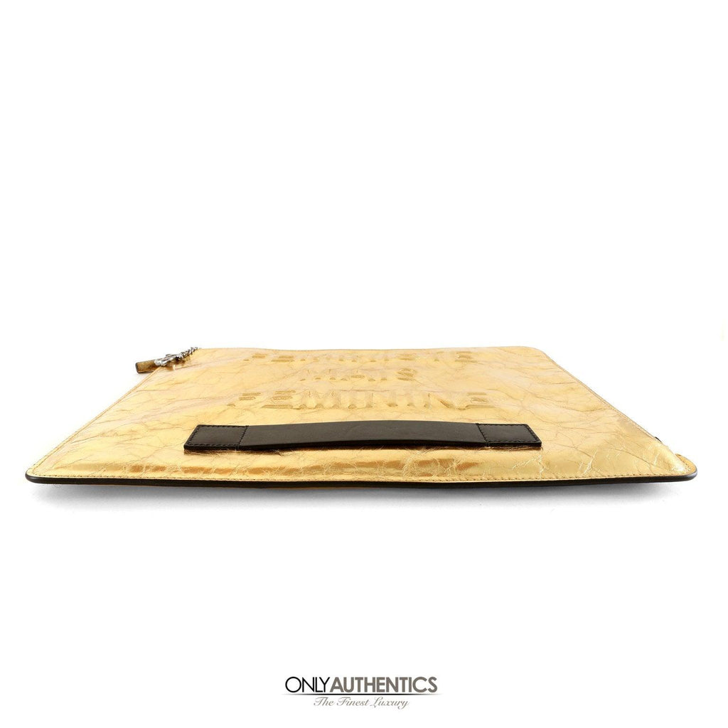 Chanel Gold Foil Feministe Mais Feminine Clutch