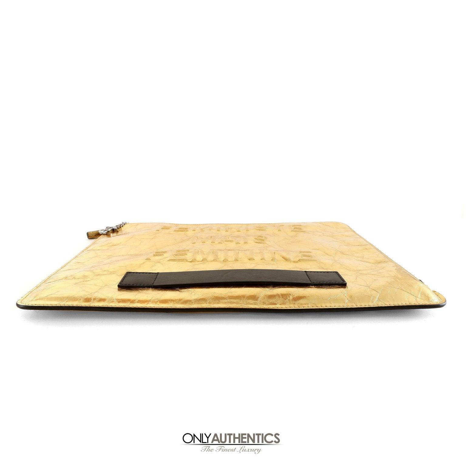 Chanel Gold Foil Feministe Mais Feminine Clutch