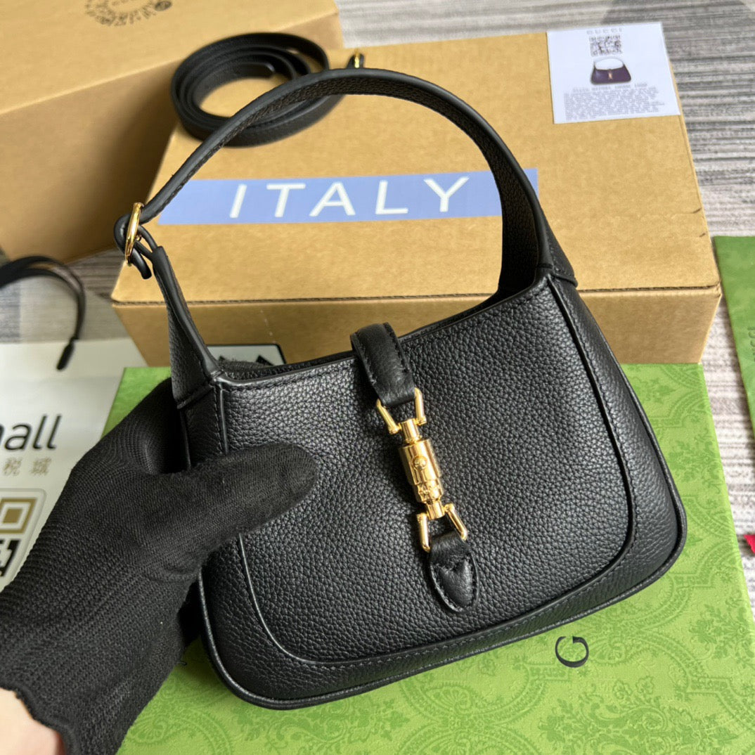 Gucci Jackie 1961 Mini Shoulder Bag Black For Women, Women’s Bags 7.5in/19cm Gucci ‎637091 10O0G 1000